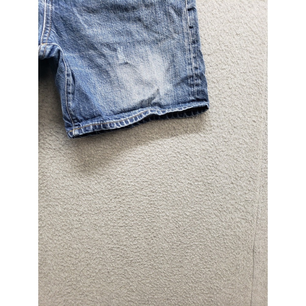 Uniqlo Women Short 26 Blue Distressed Logo 5 Pocket 100% Cotton Casual Denim - Picture 5 of 16
